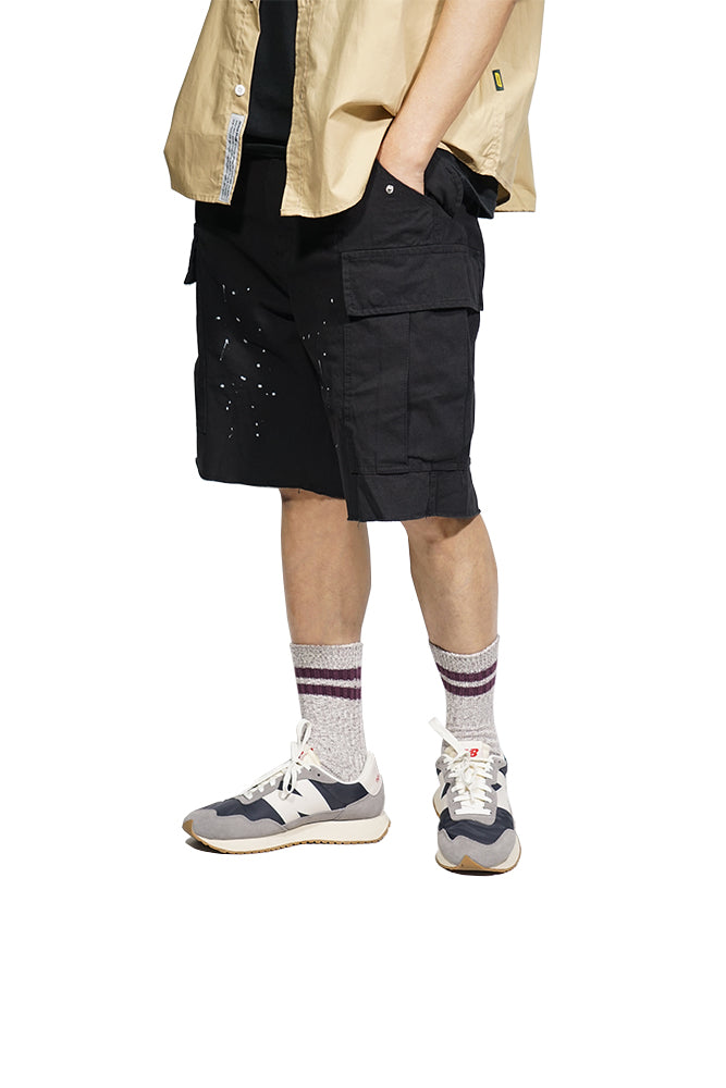 Inked Cargo Shorts In Black