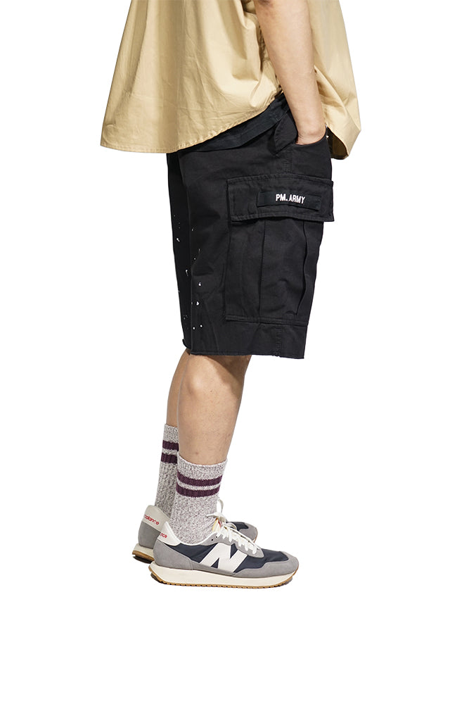 Inked Cargo Shorts In Black