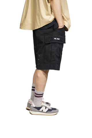 Inked Cargo Shorts In Black