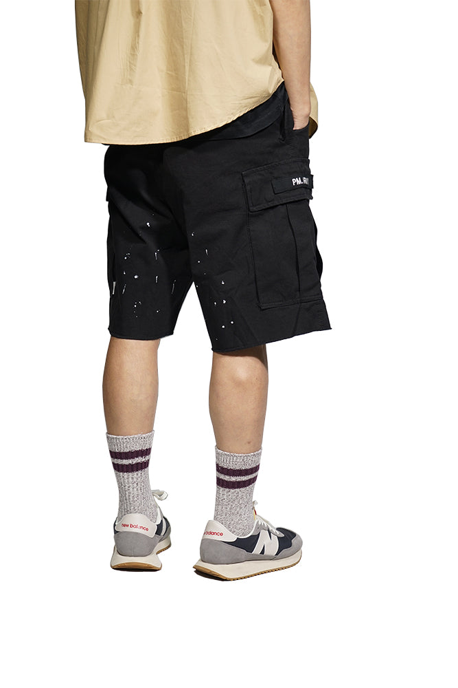 Inked Cargo Shorts In Black