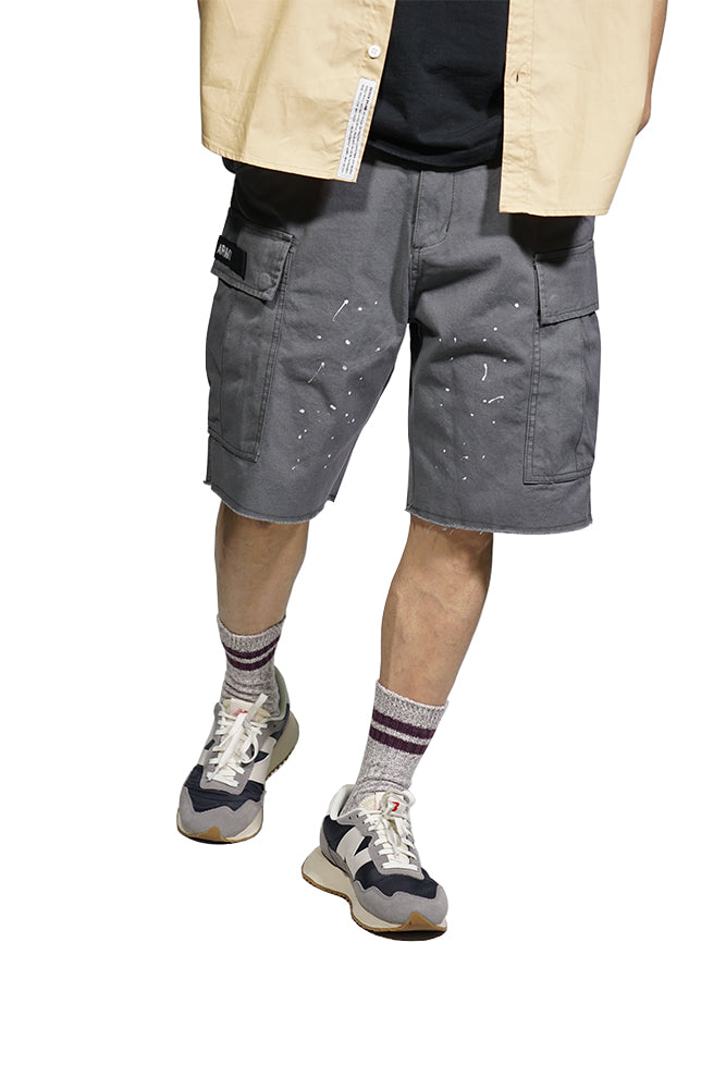 Inked Cargo Shorts In Grey