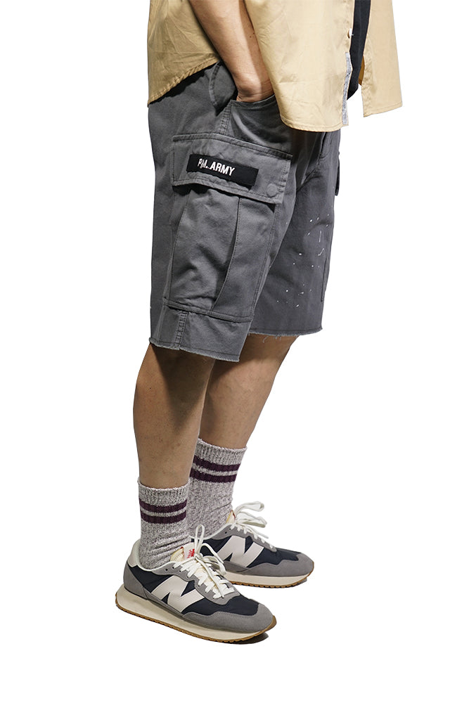 Inked Cargo Shorts In Grey