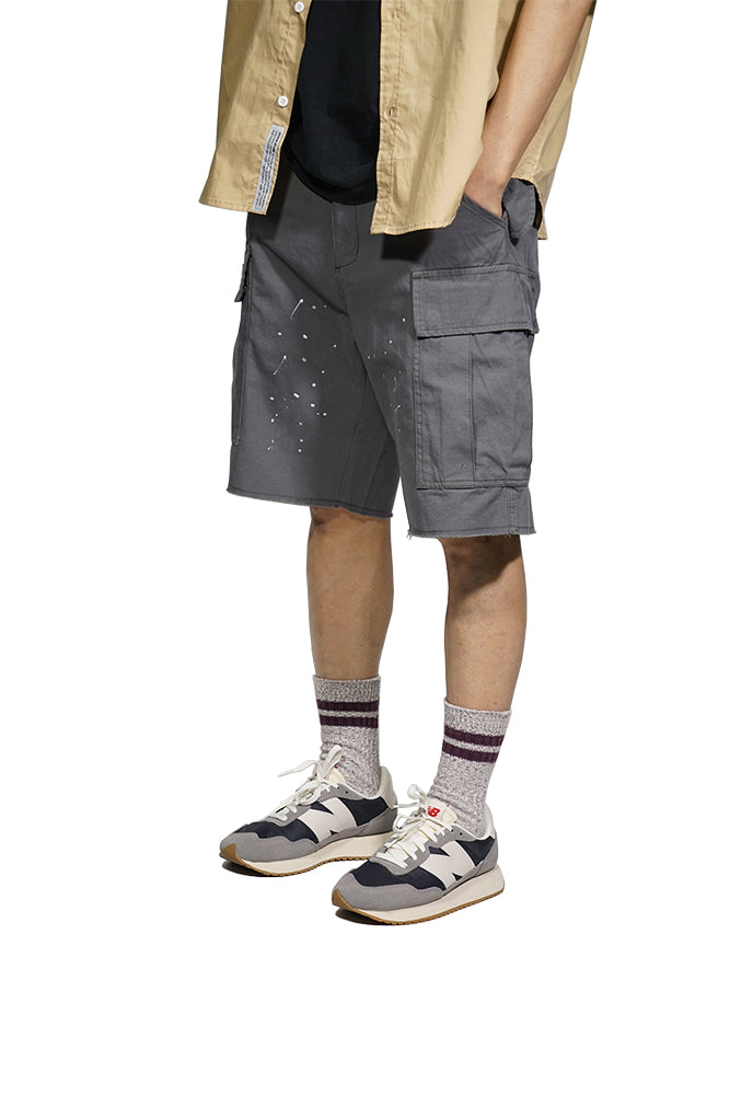Inked Cargo Shorts In Grey