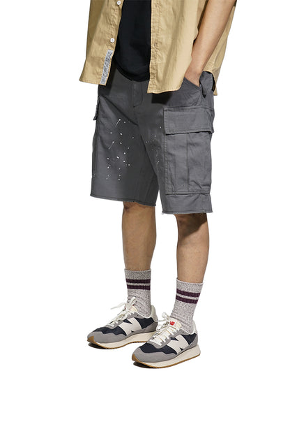 Inked Cargo Shorts In Grey