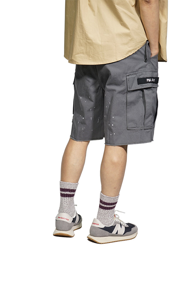 Inked Cargo Shorts In Grey