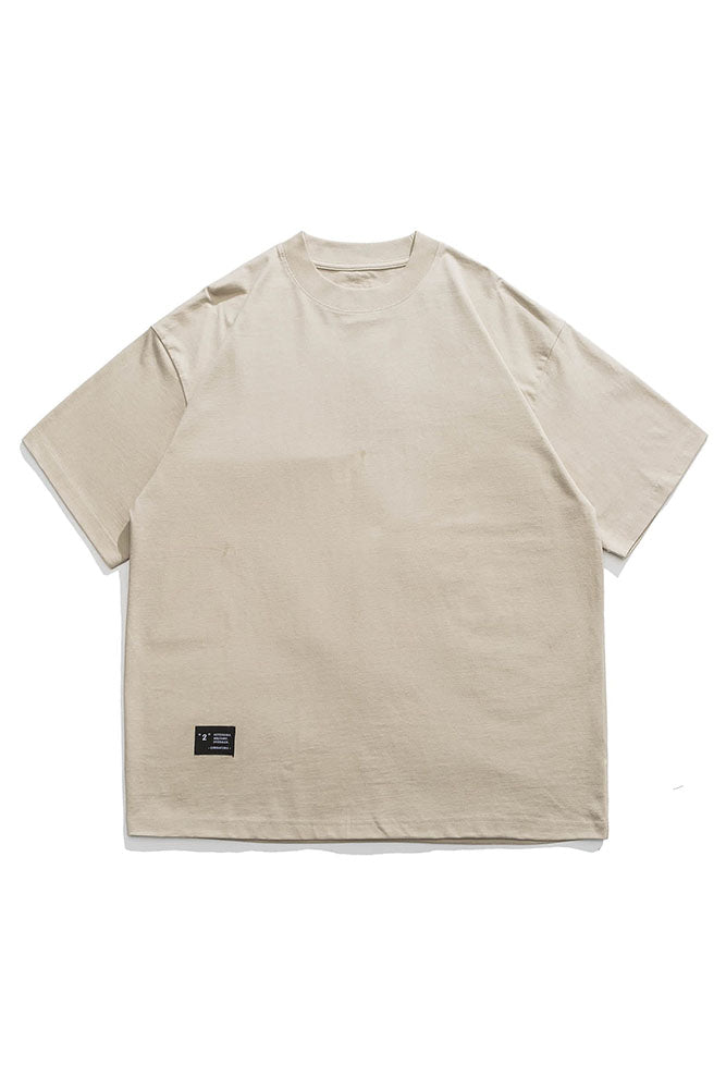 Round Neck Short Sleeve T-Shirt In Wheat Grey