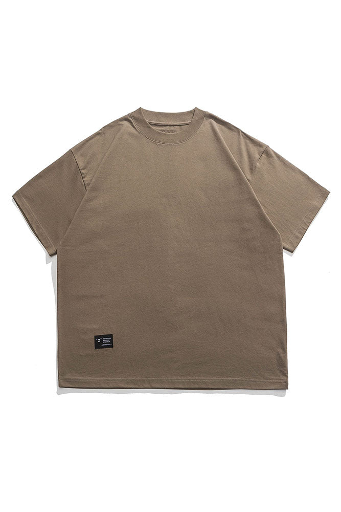 Round Neck Short Sleeve T-Shirt In Dark Khaki