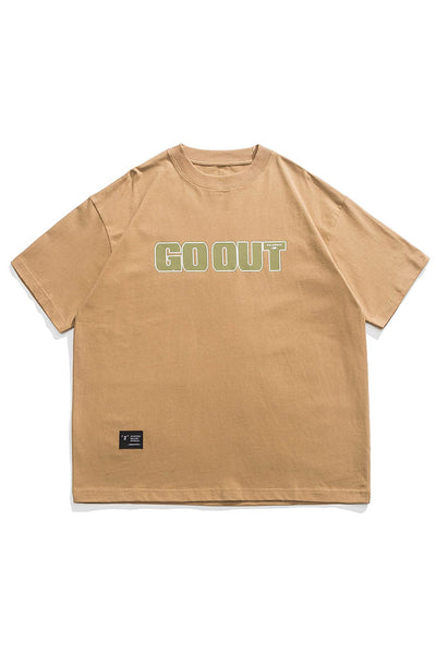 Goout Print Short Sleeve T-Shirt In Khaki