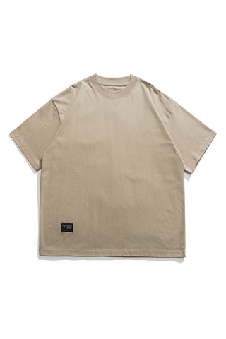 Round Neck Short Sleeve T-Shirt In Khaki