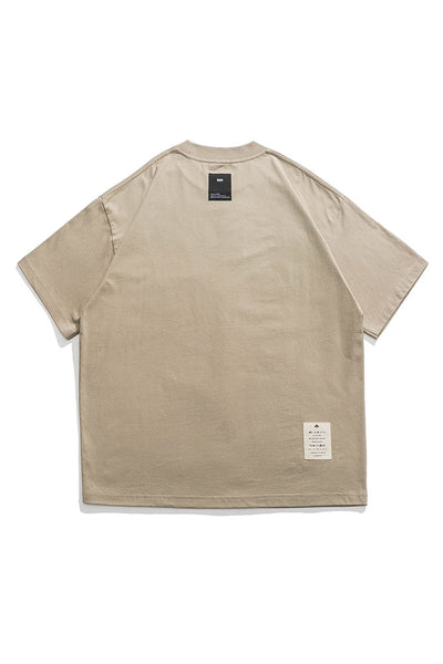 Round Neck Short Sleeve T-Shirt In Khaki