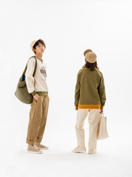 Vintage Printed Sweatshirt With 2-Tone In Ivory