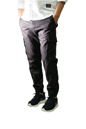 Cargo Jogger Pants With Coating in Black