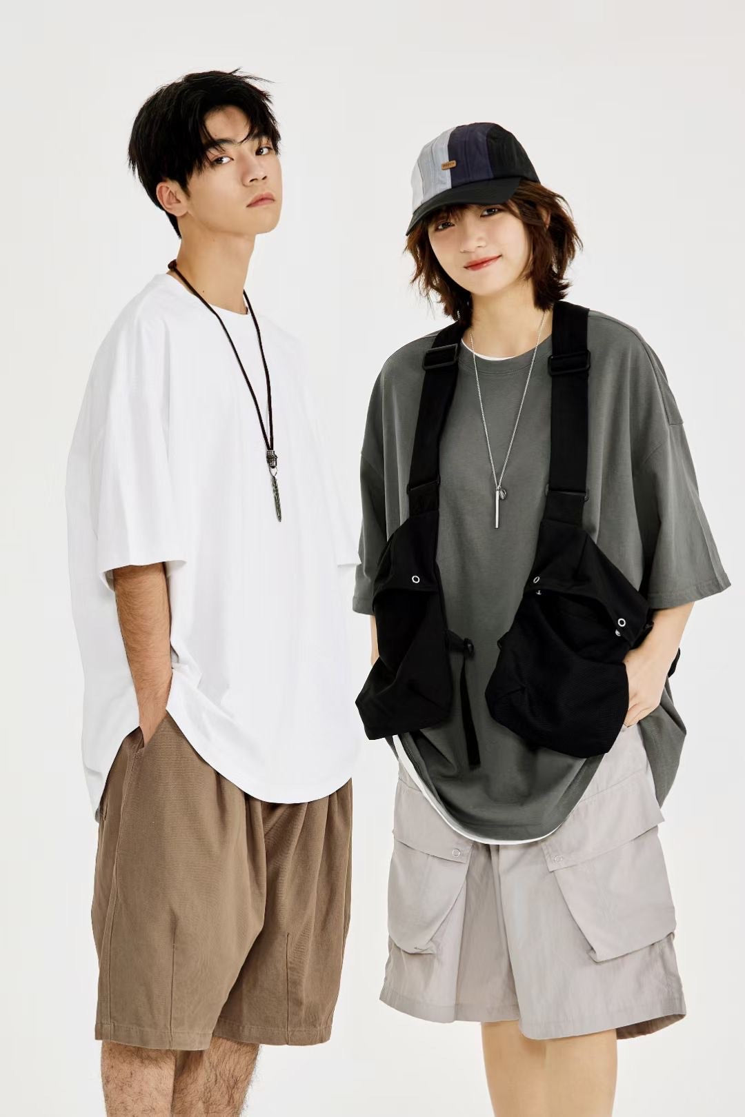 Round Neck Loose Short Sleeve T-Shirt In White