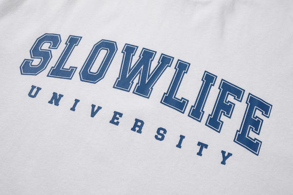 Slowlife Print Loose Short Sleeve T-Shirt In White