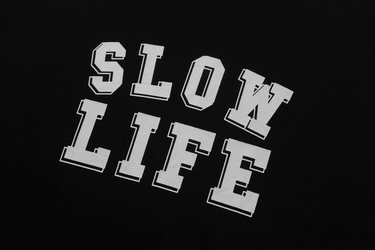 Slow Life Print Loose Short Sleeve T-Shirt In Black