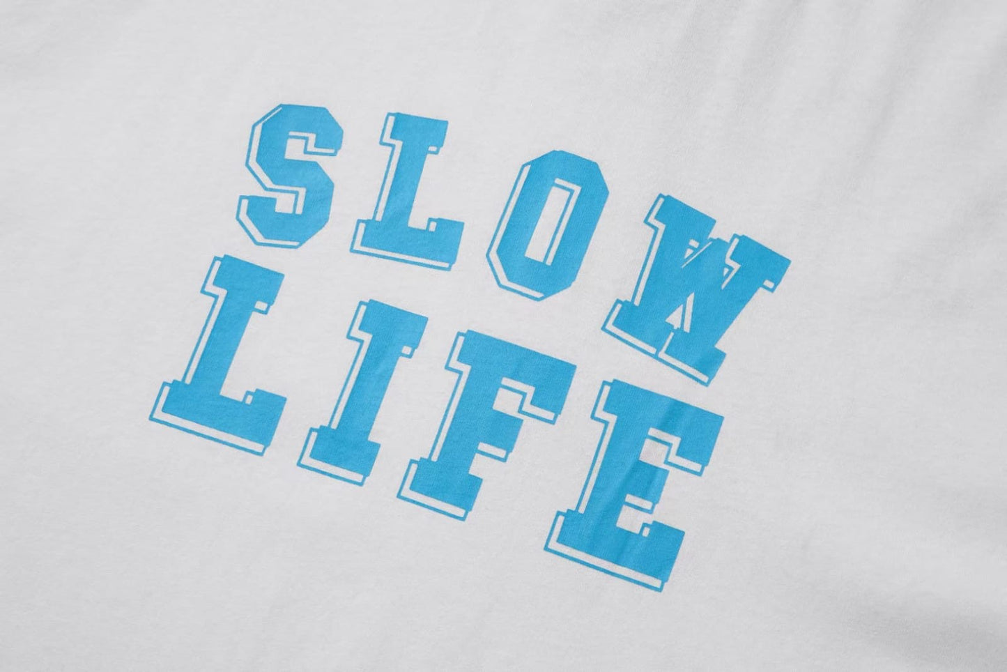 Slow Life Print Loose Short Sleeve T-Shirt In White