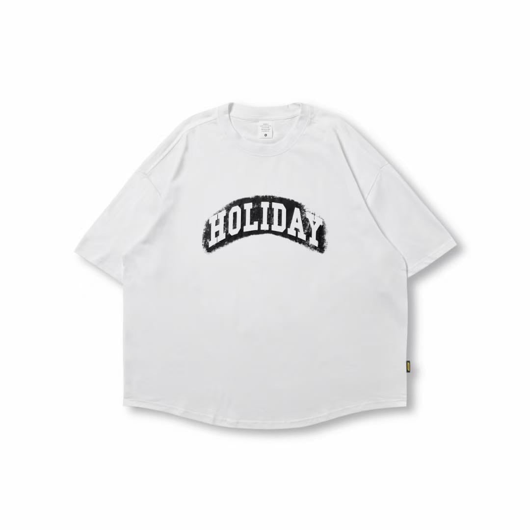 Holiday Print Loose Short Sleeve T-Shirt In White