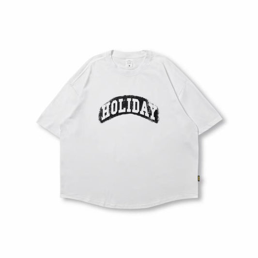 Holiday Print Loose Short Sleeve T-Shirt In White