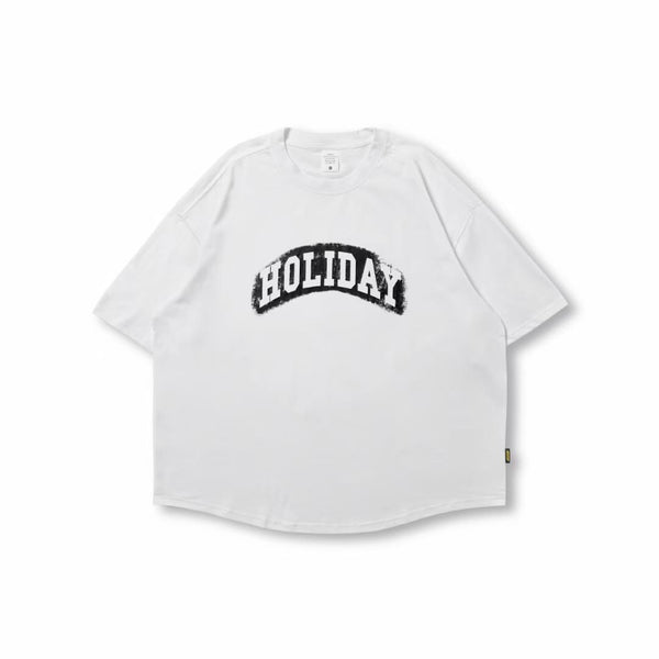 Holiday Print Loose Short Sleeve T-Shirt In White