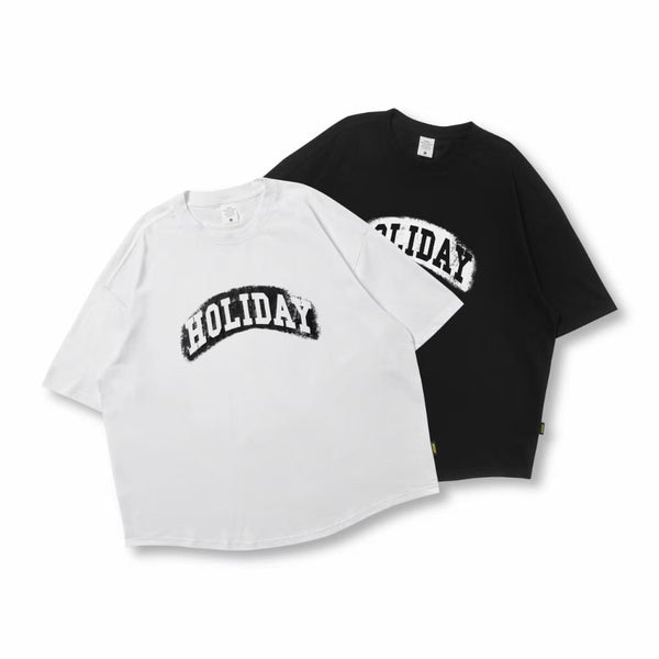 Holiday Print Loose Short Sleeve T-Shirt In White
