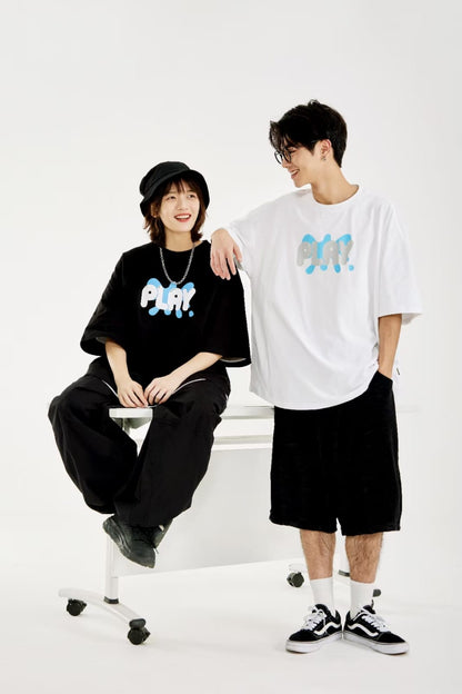 Play Print Loose Short Sleeve T-Shirt In White