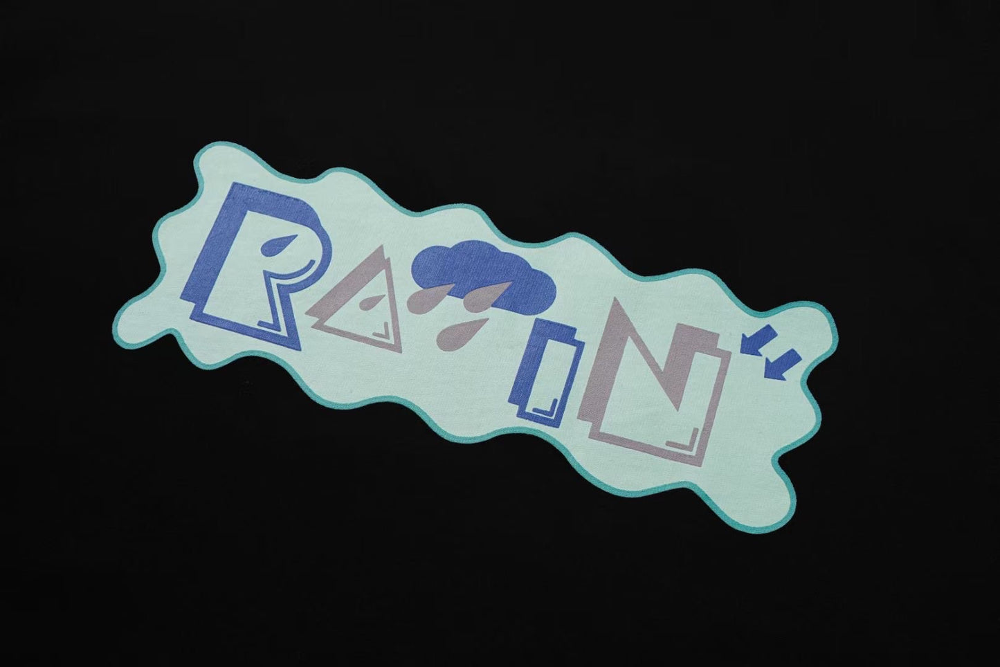 黑色雨印花寬鬆短袖 T 卹