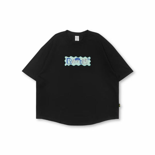 Rain Print Loose Short Sleeve t-Shirt In Black