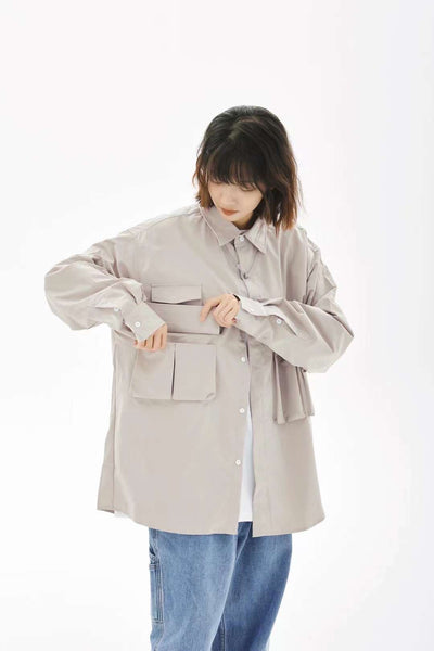 Unisex Worker Shirt With Pocket In Khaki