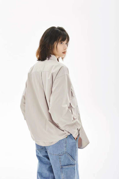 Unisex Worker Shirt With Pocket In Khaki