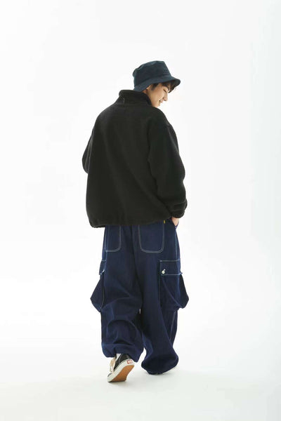 Denim Cargo Balloon Pants