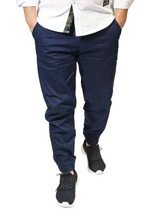 Jogger Pants with Zipper Detail in Navy Blue