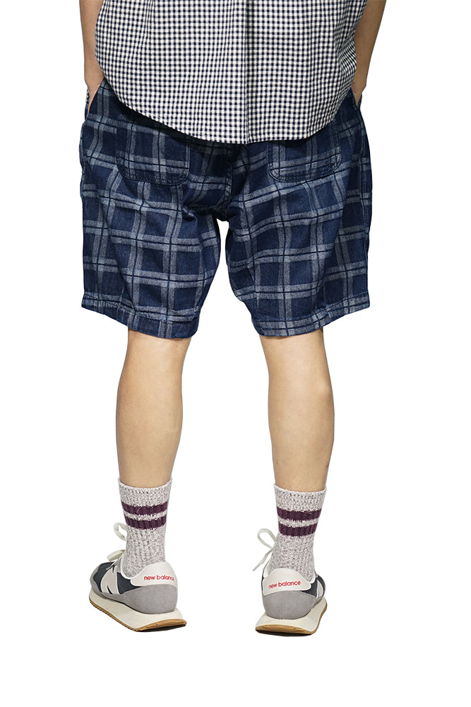 Checker Denim Balloon Shorts