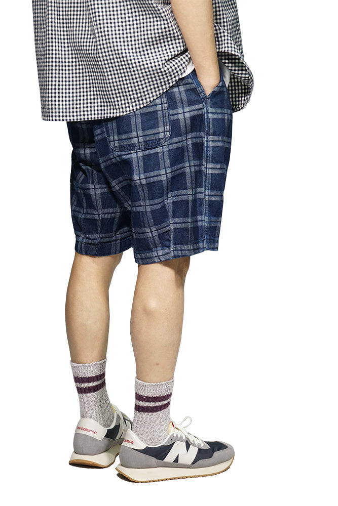 Checker Denim Balloon Shorts