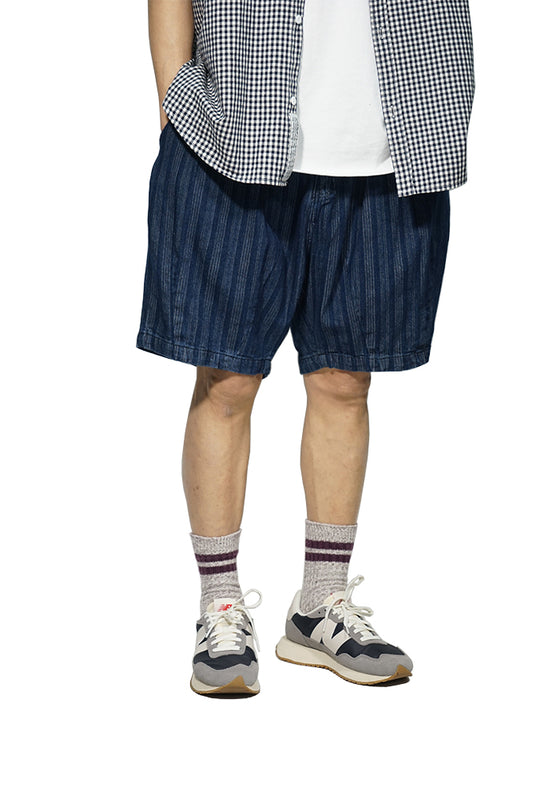 Stripe Denim Balloon Shorts