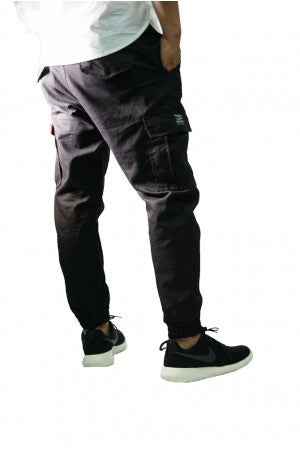 Cargo Jogger Pants With Coating in Black